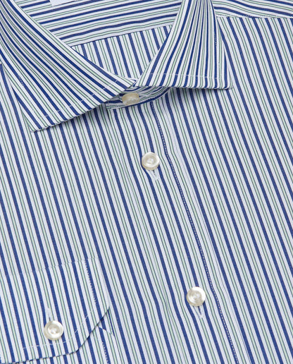 Men’s Slim Fit Striped Shirt – Green | Fancy Full Sleeves | 100% Cotton