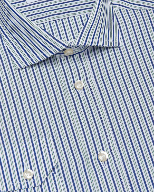 Men’s Slim Fit Striped Shirt – Green | Fancy Full Sleeves | 100% Cotton