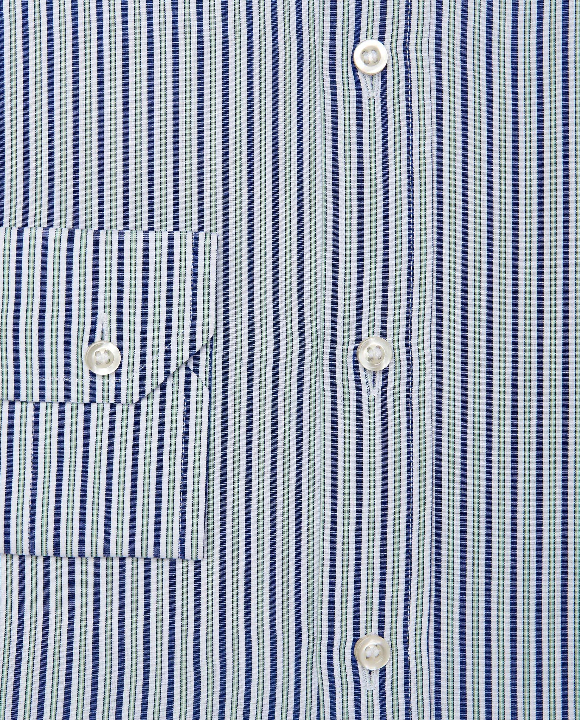 Men’s Slim Fit Striped Shirt – Green | Fancy Full Sleeves | 100% Cotton