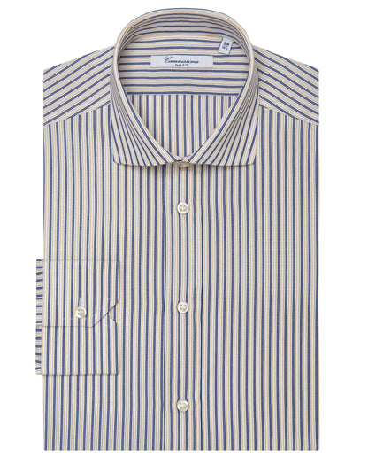 Men’s Slim Fit Striped Shirt – Mustard | Fancy Full Sleeves | 100% Cotton