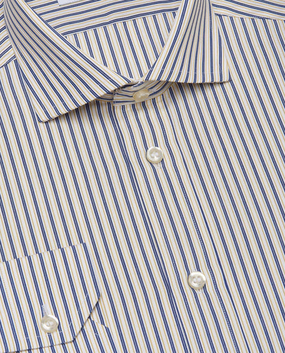 Men’s Slim Fit Striped Shirt – Mustard | Fancy Full Sleeves | 100% Cotton