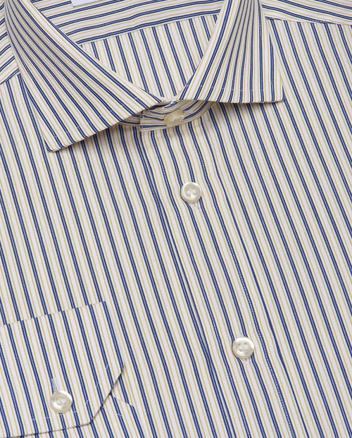 Men’s Slim Fit Striped Shirt – Mustard | Fancy Full Sleeves | 100% Cotton