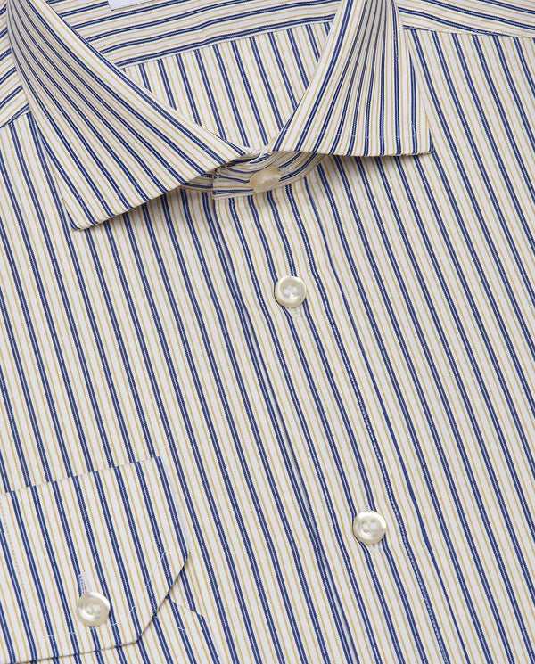 Men’s Slim Fit Striped Shirt – Mustard | Fancy Full Sleeves | 100% Cotton