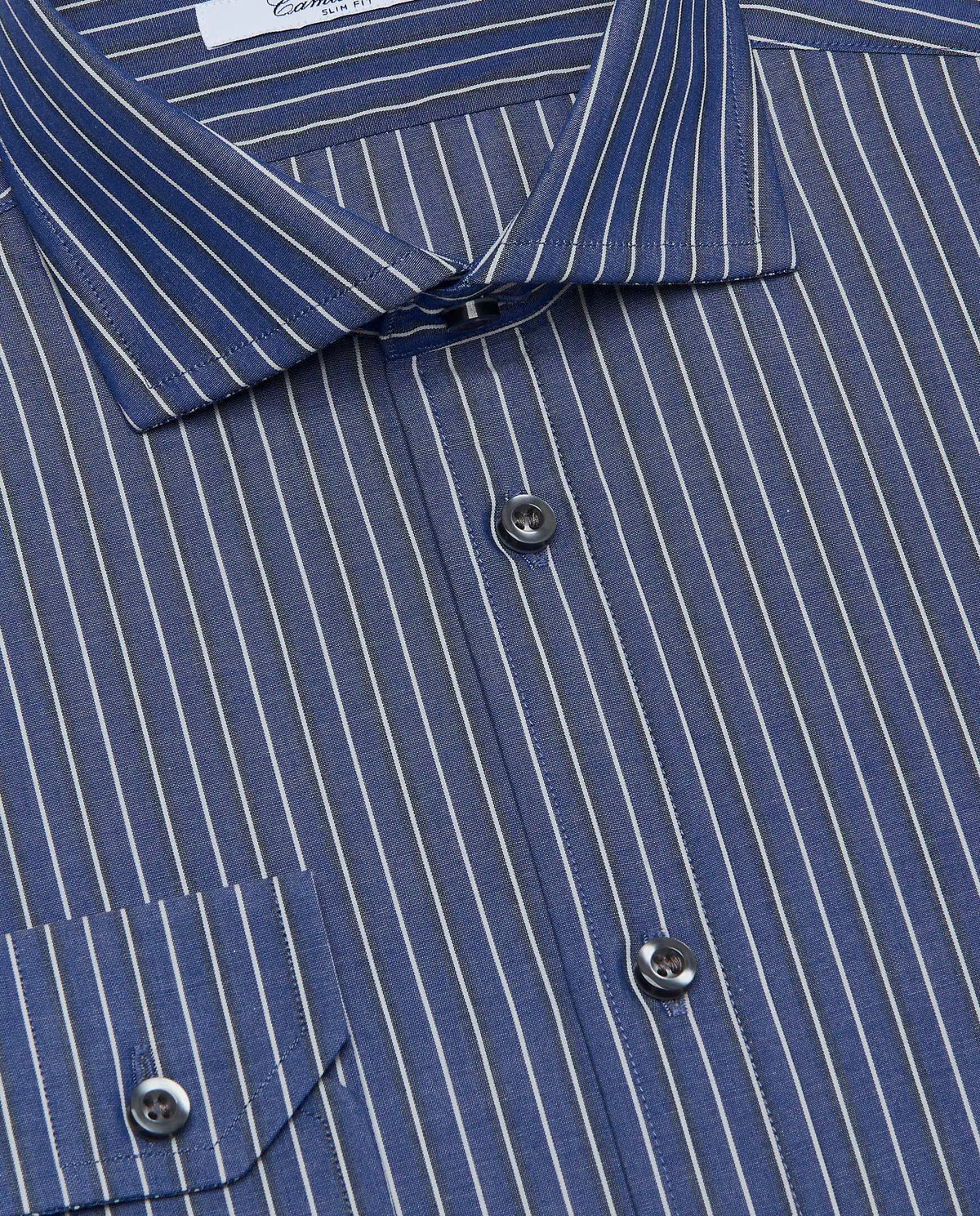 Camicissima Men's Slim Fit Striped Shirt – Blue Navy | Fancy Full Sleeves | 100% Cotton
