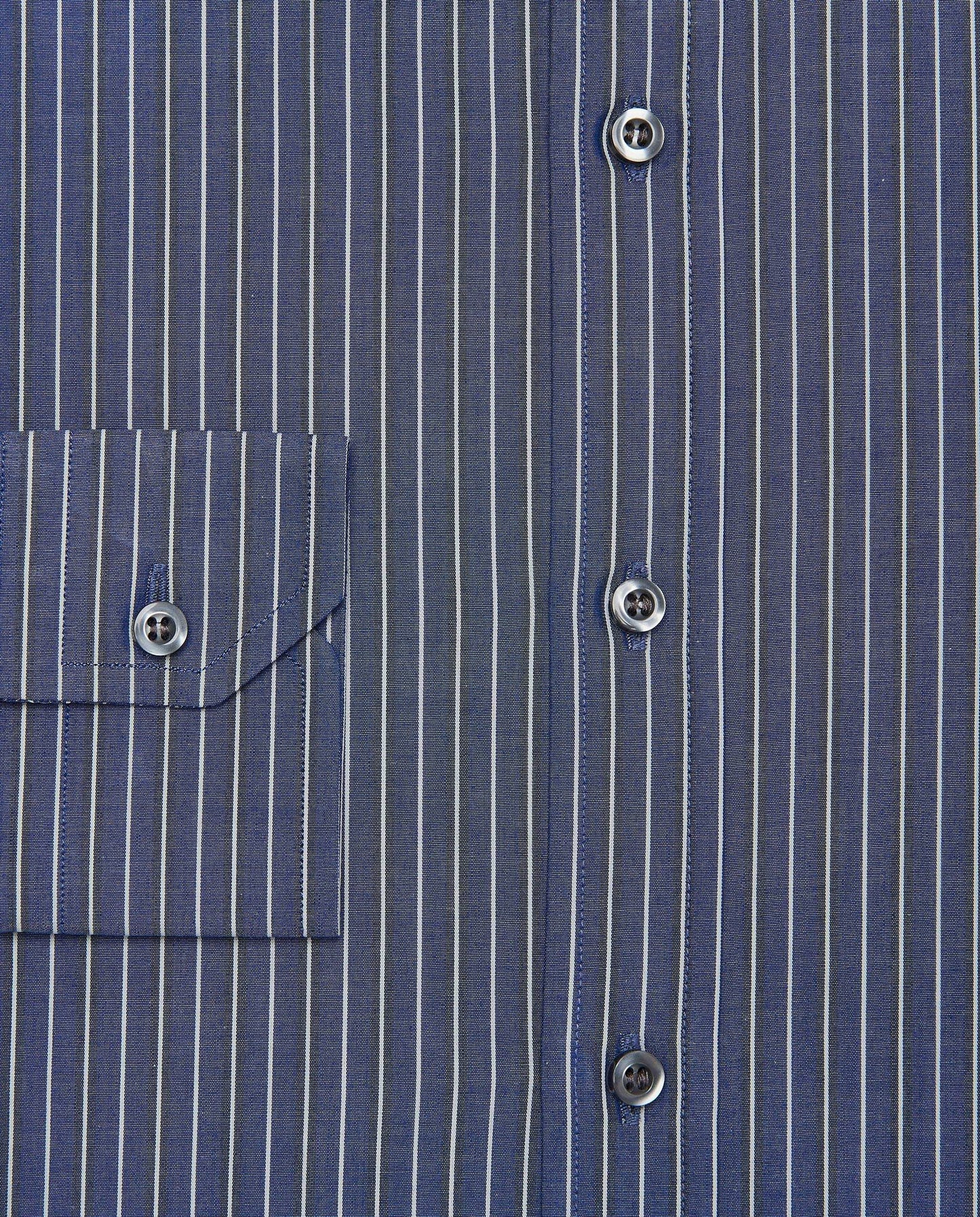 Men’s Slim Fit Striped Shirt – Blue Navy | Fancy Full Sleeves | 100% Cotton