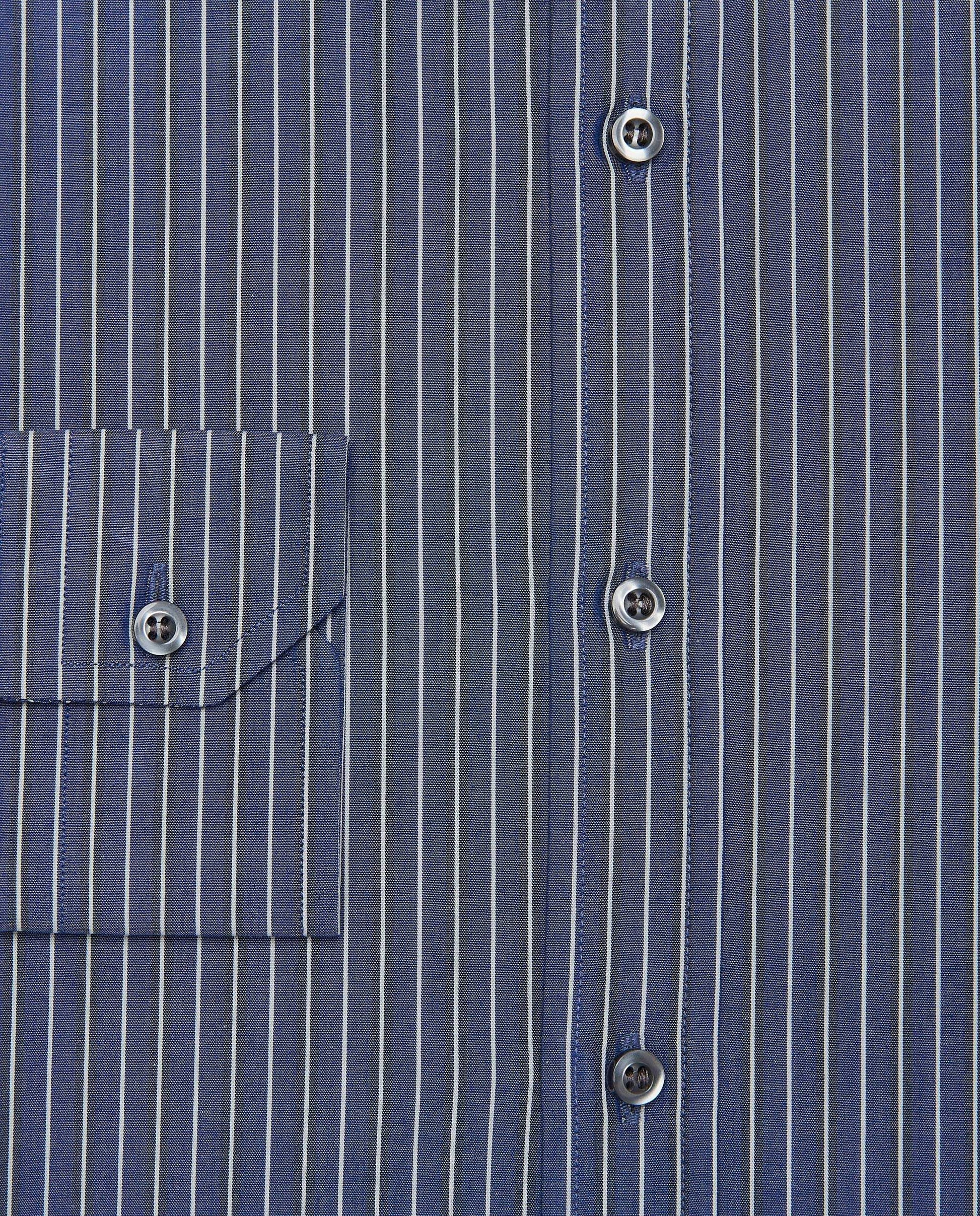 Men’s Slim Fit Striped Shirt – Blue Navy | Fancy Full Sleeves | 100% Cotton