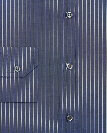 Men’s Slim Fit Striped Shirt – Blue Navy | Fancy Full Sleeves | 100% Cotton