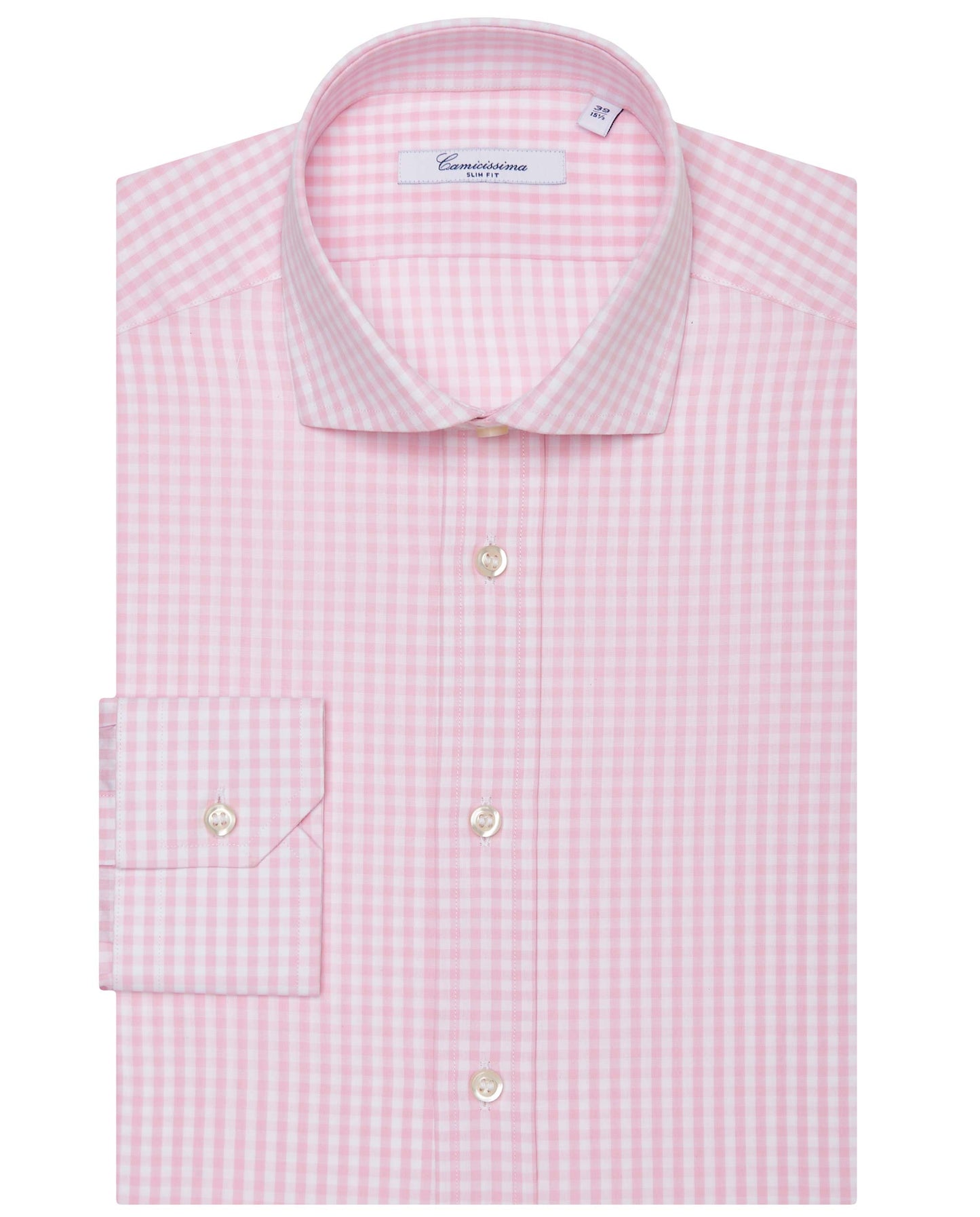 Camicissima Men’s Slim Fit Checked Shirt – Pink | 100% Cotton | Fancy Full Sleeves