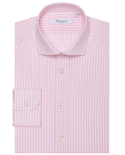 Camicissima Men’s Slim Fit Checked Shirt – Pink | 100% Cotton | Fancy Full Sleeves