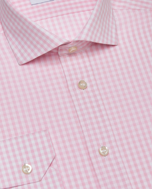 Camicissima Men’s Slim Fit Checked Shirt – Pink | 100% Cotton | Fancy Full Sleeves