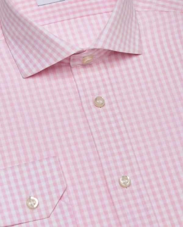 Camicissima Men’s Slim Fit Checked Shirt – Pink | 100% Cotton | Fancy Full Sleeves