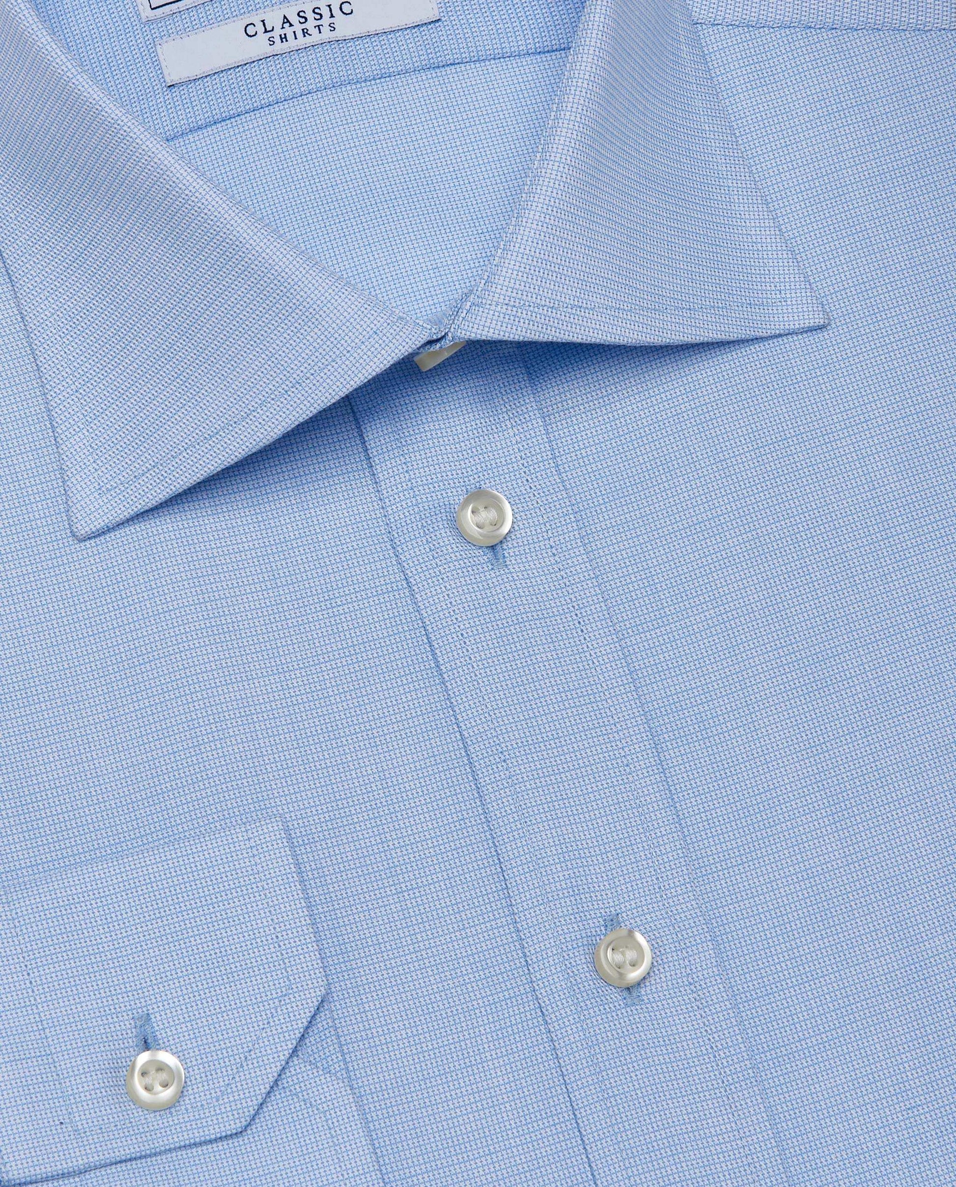 Men’s Fitted Self-Textured Shirt – Light Blue | 100% Cotton | Classic Full Sleeves