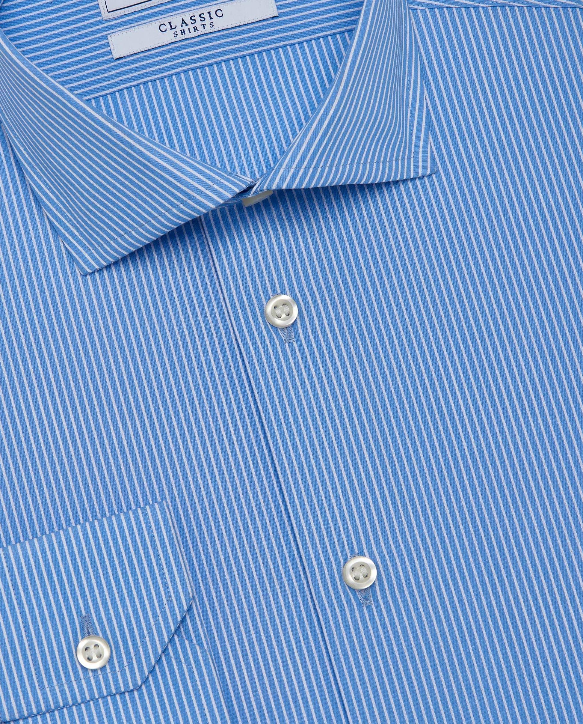 Men’s Slim Fit Striped Shirt – Light Blue | 100% Cotton | Classic Full Sleeves