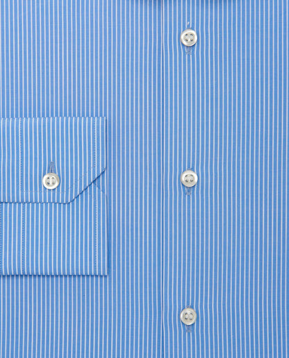 Men’s Slim Fit Striped Shirt – Light Blue | 100% Cotton | Classic Full Sleeves