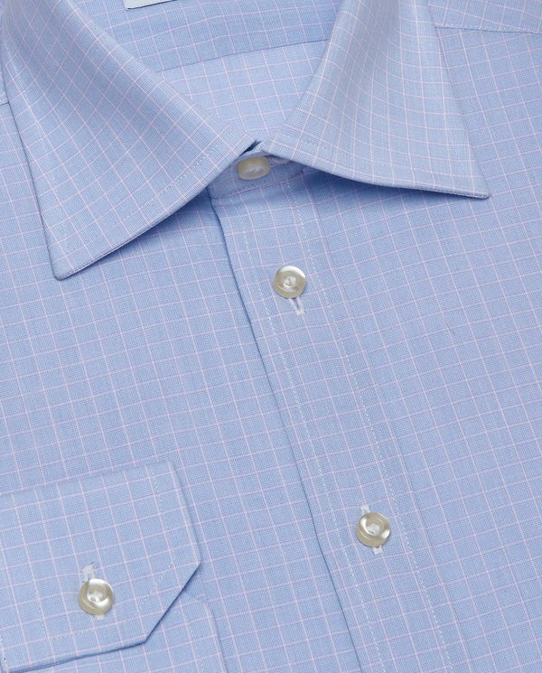 Men’s Checked Shirt – Light Blue | 100% Cotton | Fancy Full Sleeves