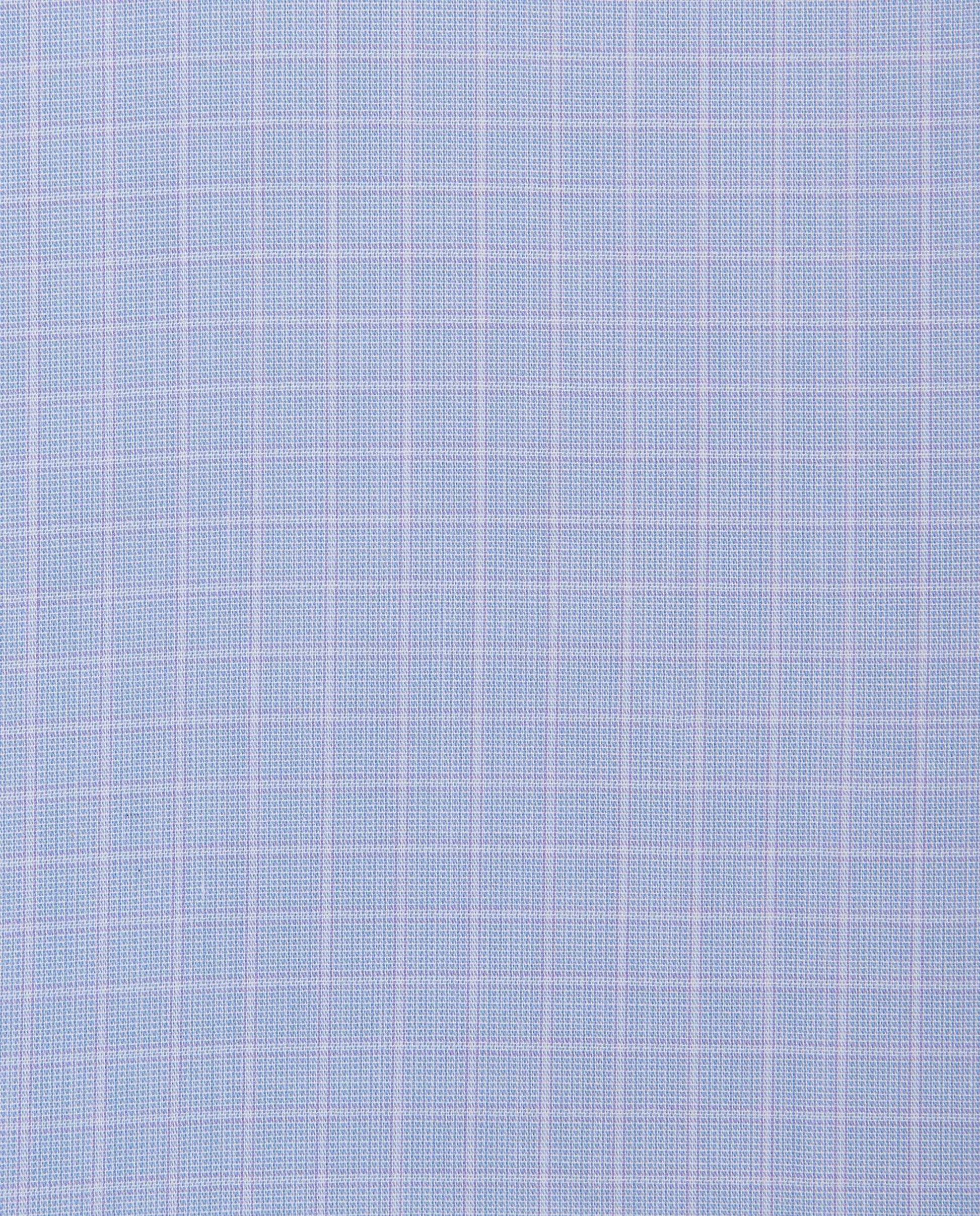 Men’s Checked Shirt – Light Blue | 100% Cotton | Fancy Full Sleeves