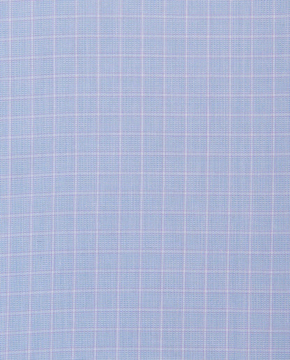 Men’s Checked Shirt – Light Blue | 100% Cotton | Fancy Full Sleeves