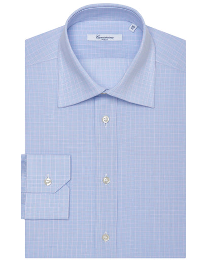 Camicissima Men’s Checked Shirt – Light Blue | 100% Cotton | Fancy Full Sleeves