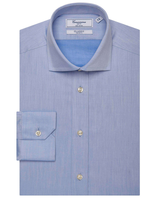 Men’s Slim Fit Twill Shirt – Light Blue | Classic Full Sleeves | 100% Cotton