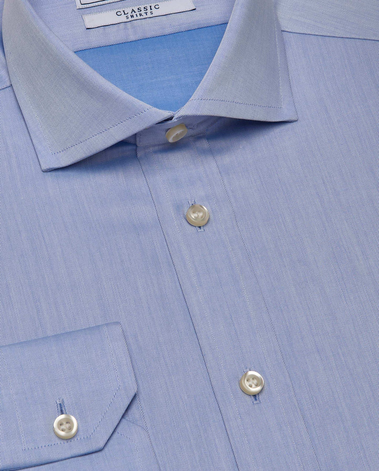 Men’s Slim Fit Twill Shirt – Light Blue | Classic Full Sleeves | 100% Cotton