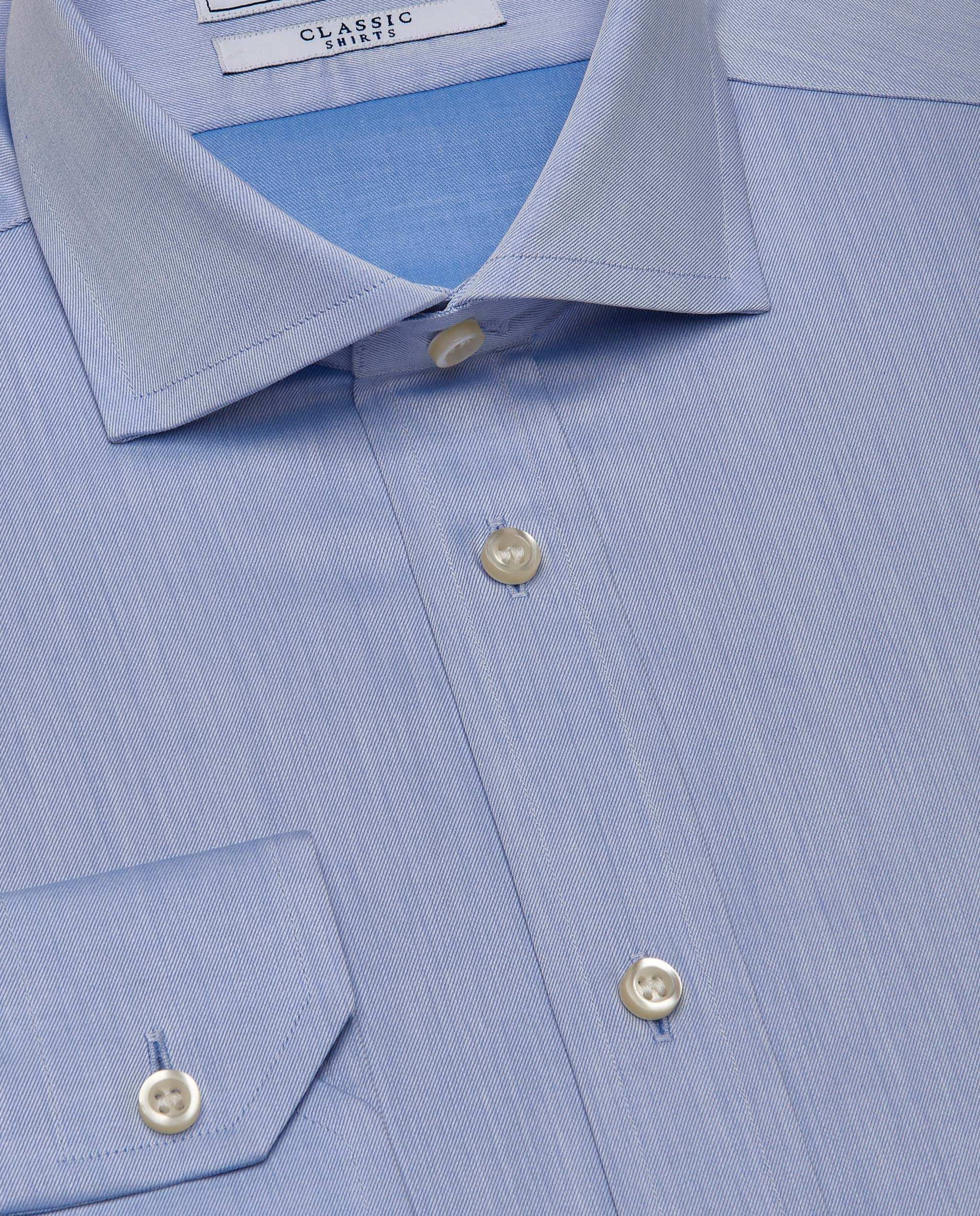Men’s Slim Fit Twill Shirt – Light Blue | Classic Full Sleeves | 100% Cotton