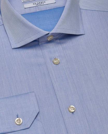 Men’s Slim Fit Twill Shirt – Light Blue | Classic Full Sleeves | 100% Cotton