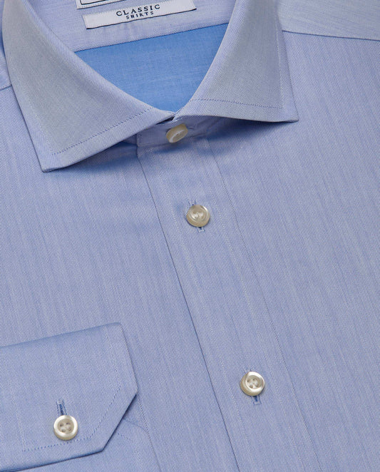 Men’s Slim Fit Twill Shirt – Light Blue | Classic Full Sleeves | 100% Cotton