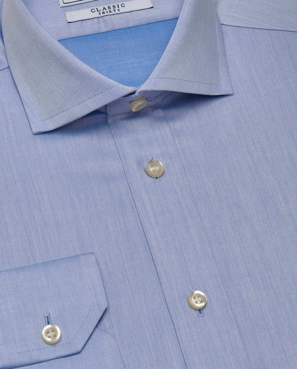 Men’s Slim Fit Twill Shirt – Light Blue | Classic Full Sleeves | 100% Cotton