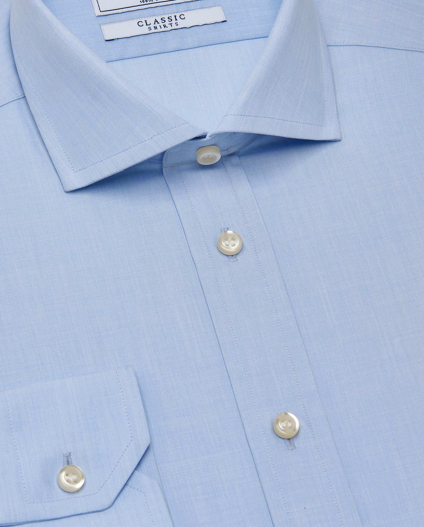 Men’s Slim Fit Plain Shirt – Light Blue | 100% Cotton | Classic Full Sleeves