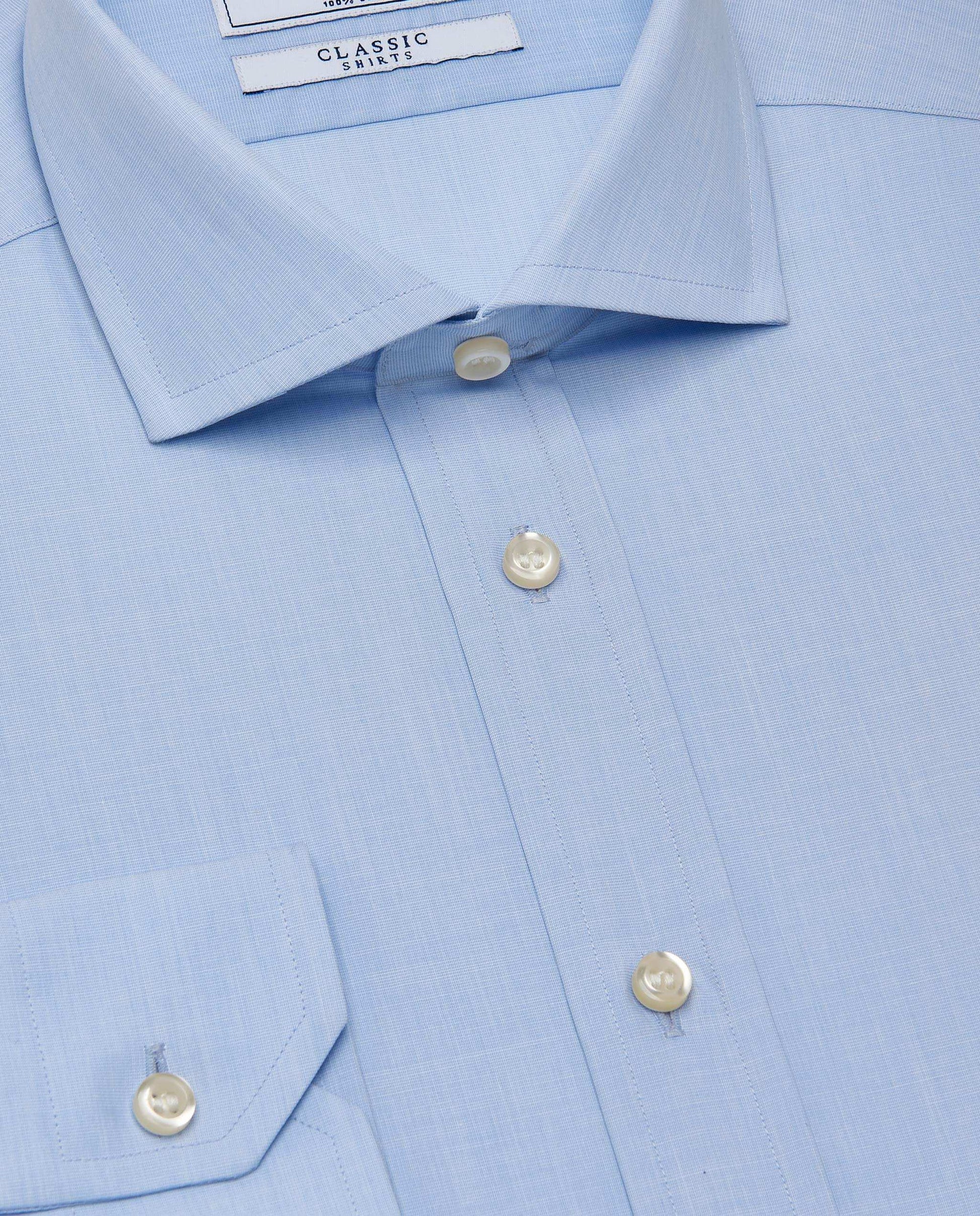 Men’s Slim Fit Plain Shirt – Light Blue | 100% Cotton | Classic Full Sleeves