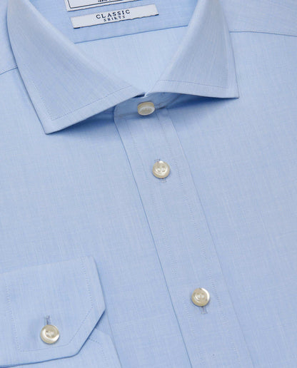 Men’s Slim Fit Plain Shirt – Light Blue | 100% Cotton | Classic Full Sleeves