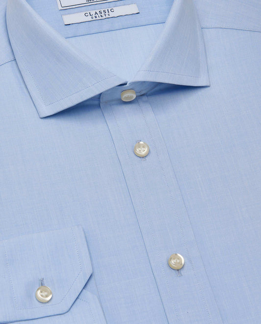 Men’s Slim Fit Plain Shirt – Light Blue | 100% Cotton | Classic Full Sleeves