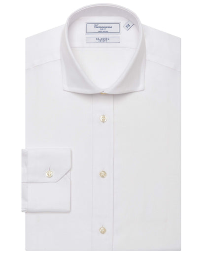 Camicissima Men’s Slim Fit Plain Shirt – White | 100% Cotton | Classic Full Sleeves