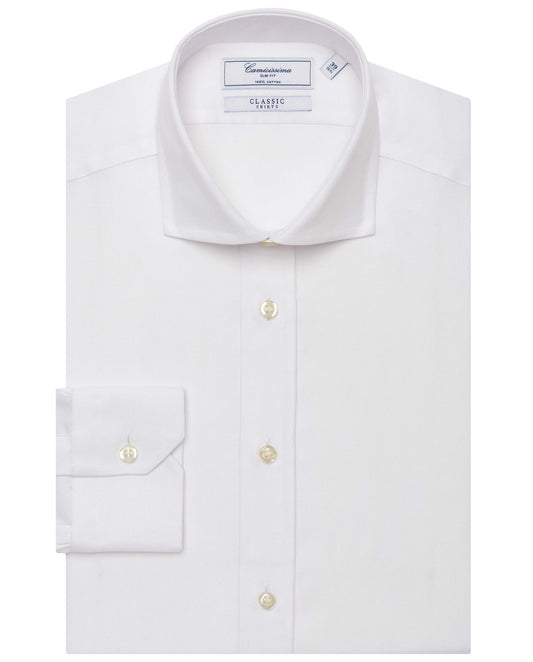 Camicissima Men’s Slim Fit Plain Shirt – White | 100% Cotton | Classic Full Sleeves
