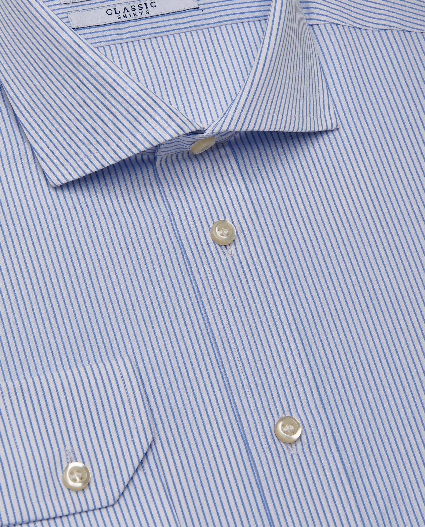 Men’s Slim Fit Striped Shirt – Light Blue | 100% Cotton | Classic Full Sleeves