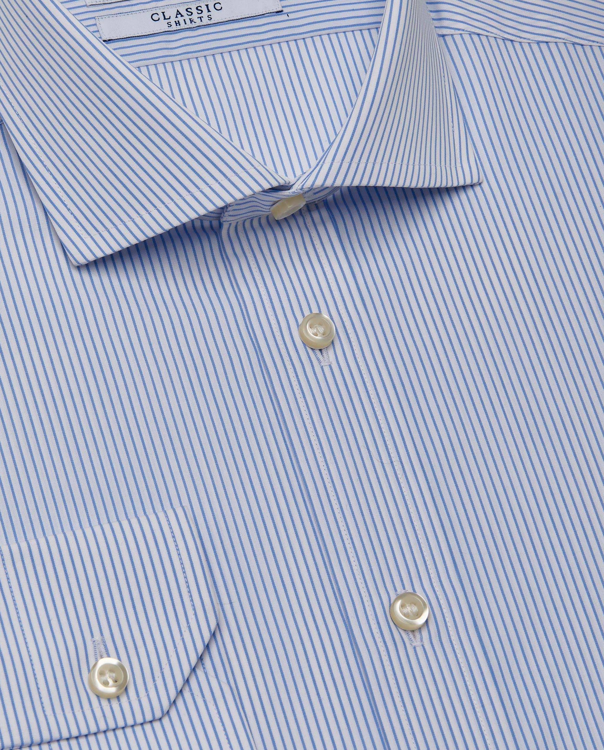 Men’s Slim Fit Striped Shirt – Light Blue | 100% Cotton | Classic Full Sleeves