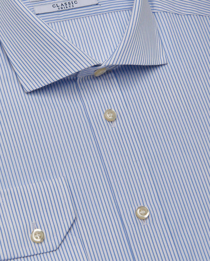 Men’s Slim Fit Striped Shirt – Light Blue | 100% Cotton | Classic Full Sleeves