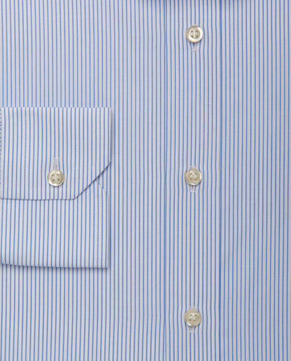 Men’s Slim Fit Striped Shirt – Light Blue | 100% Cotton | Classic Full Sleeves