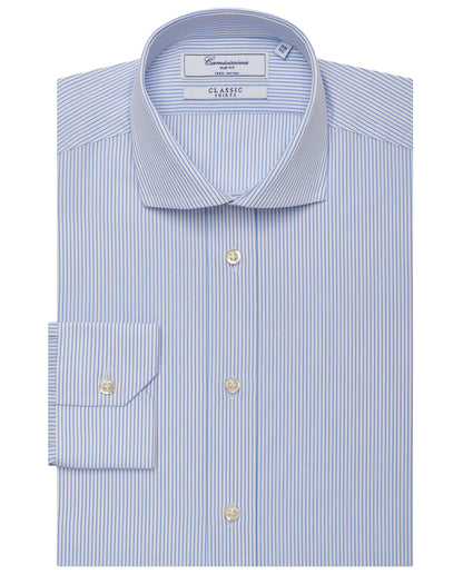 Camicissima Men’s Slim Fit Striped Shirt – Light Blue | 100% Cotton | Classic Full Sleeves