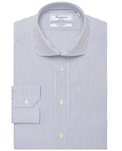 Men’s Slim Fit Striped Shirt – Blue | 100% Cotton | Classic Full Sleeves