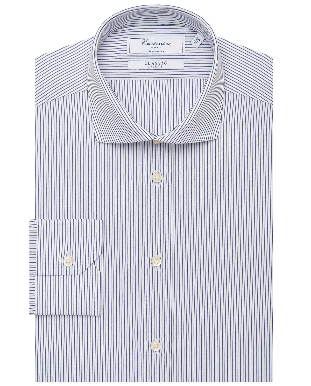 Camicissima Men’s Slim Fit Blue Striped Cotton Classic Full Sleeves Shirt