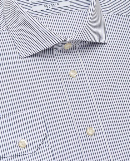 Men’s Slim Fit Striped Shirt – Blue | 100% Cotton | Classic Full Sleeves