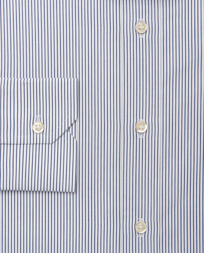 Men’s Slim Fit Striped Shirt – Blue | 100% Cotton | Classic Full Sleeves