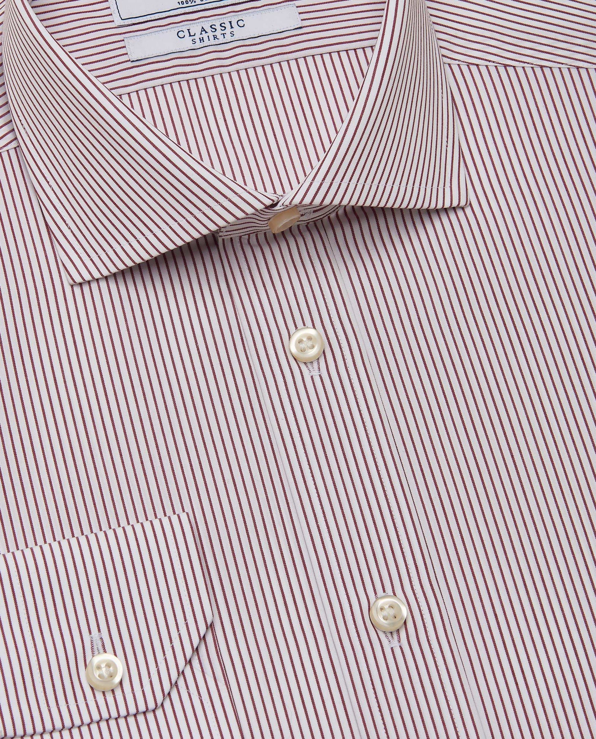 Men’s Slim Fit Striped Shirt – Bordeaux | 100% Cotton | Classic Full Sleeves