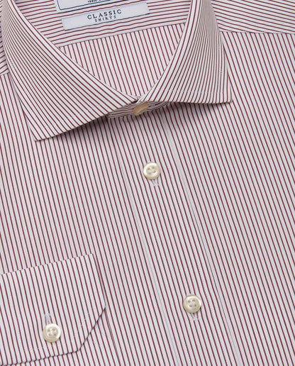 Men’s Slim Fit Striped Shirt – Bordeaux | 100% Cotton | Classic Full Sleeves
