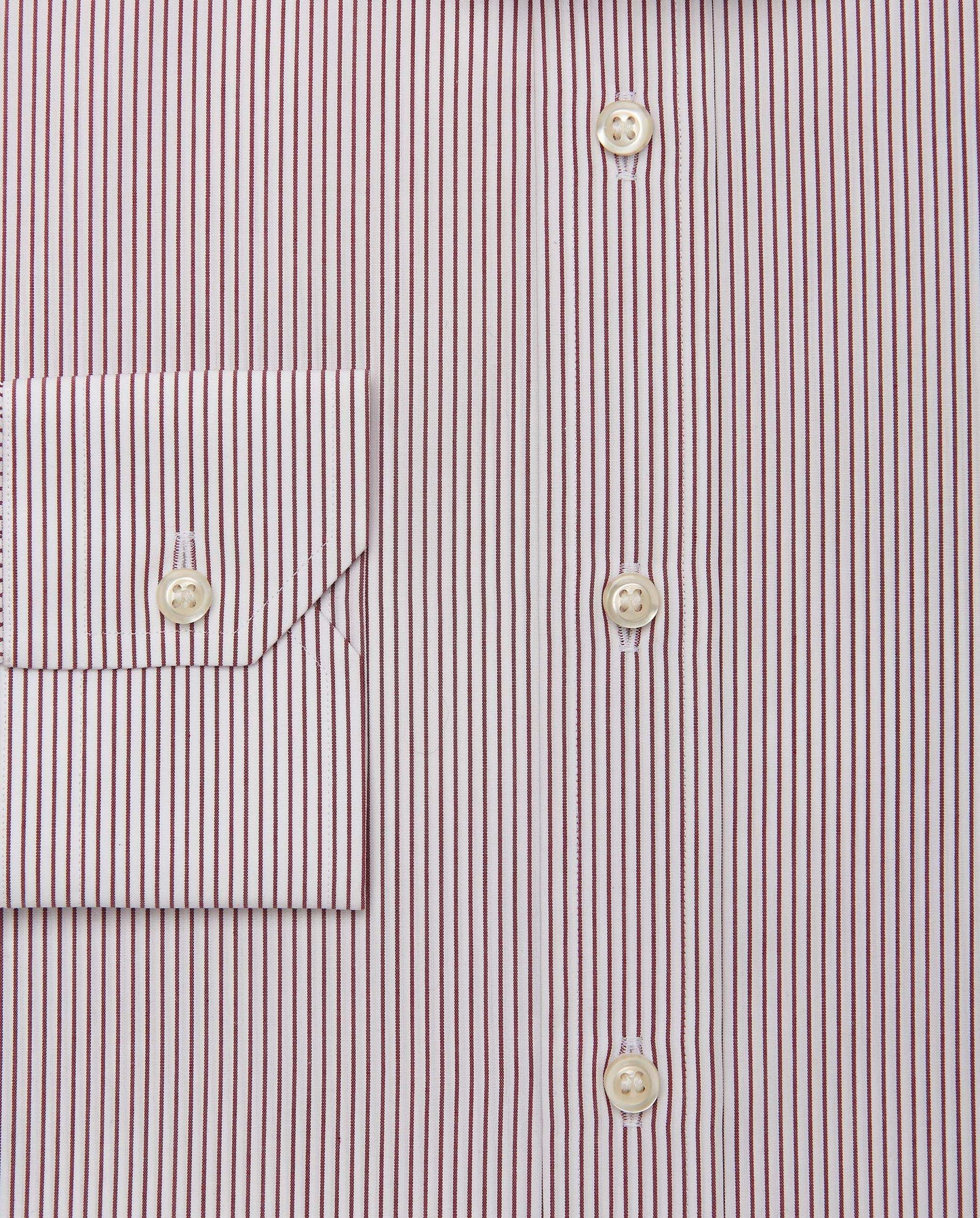 Men’s Slim Fit Striped Shirt – Bordeaux | 100% Cotton | Classic Full Sleeves