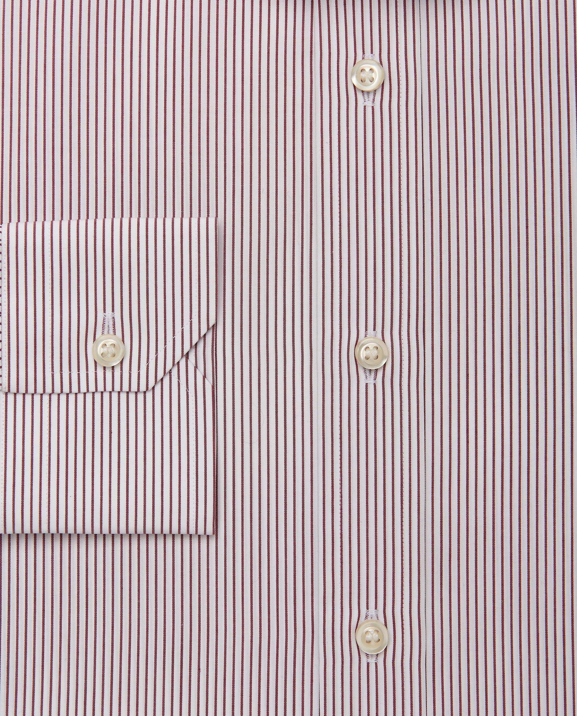 Men’s Slim Fit Striped Shirt – Bordeaux | 100% Cotton | Classic Full Sleeves