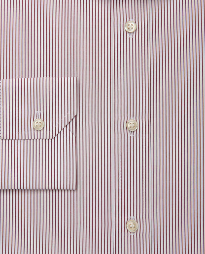 Men’s Slim Fit Striped Shirt – Bordeaux | 100% Cotton | Classic Full Sleeves