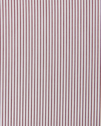Men’s Slim Fit Striped Shirt – Bordeaux | 100% Cotton | Classic Full Sleeves