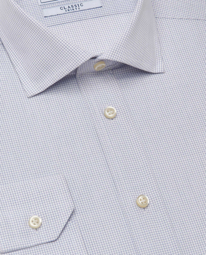 Men’s Slim Fit Checked Shirt – Blue | 100% Cotton | Classic Full Sleeves